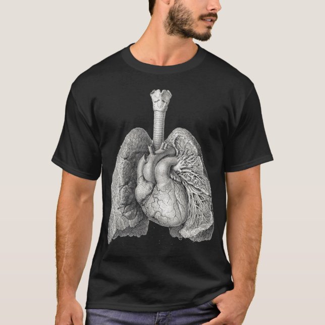 Camiseta Pulmones de corazón humano Anatomía médica ventila (Anverso)
