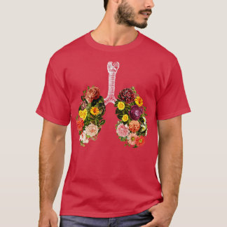 Camiseta Pulmones de flor de primavera respiratoria negros 