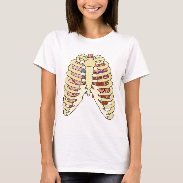 Camiseta Pulmones de jaula de costilla y corazón (Anverso)