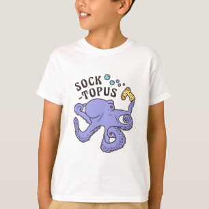 Camiseta Pulpito Azul Socktopus Con Calcetín Meme Divertido