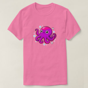 Camiseta Pulpito de dibujos animados morado lindo animal ma