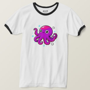 Camiseta Pulpito de dibujos animados morado lindo animal ma