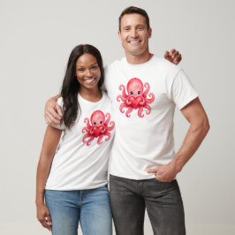 Camiseta Pulpito Kawaii Lindo Sosteniendo Corazón