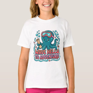 Camiseta Pulpo Adorable Explorador "Saluda a la Aventura co