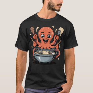 Camiseta Pulpo Adorable Mezclando Masa Para Panaderos Y