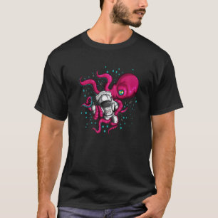 Camiseta Pulpo Alien Sostiene Pez Espacial Astronauta Cosmo