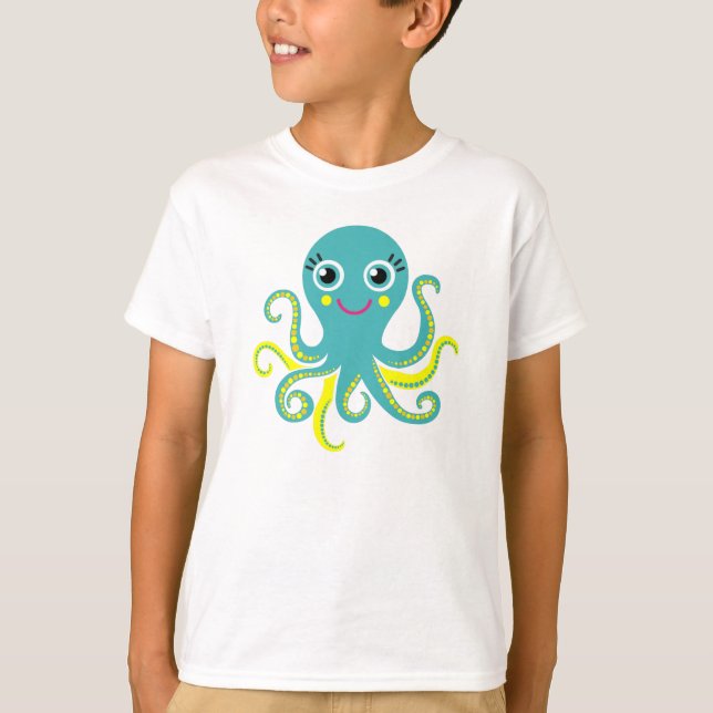 Camiseta Pulpo azul y amarillo (Anverso)