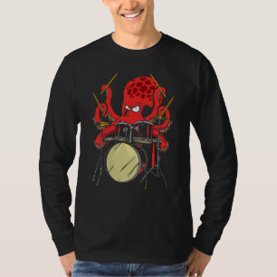 Camiseta Pulpo Batería Baqueta Tocando Tambor Animal Marino
