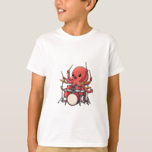 Camiseta Pulpo Batería Musical Dibujos Animados Niños