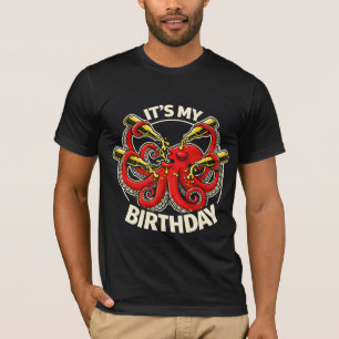 Camiseta Pulpo Bebedor de Cerveza de Cumpleaños