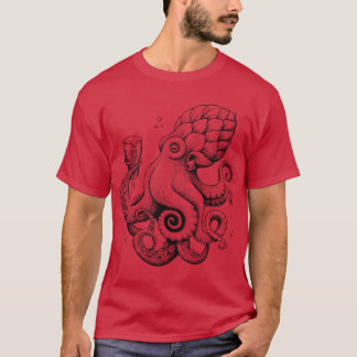 Camiseta Pulpo bebedor de cerveza Hoptopushe