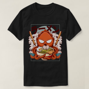 Camiseta Pulpo Chef Divertido Sosteniendo Tazón de Ramen