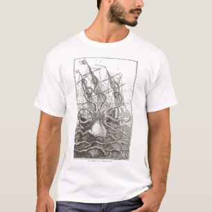 Camiseta Pulpo Colosal Kraken Atacando Barco Monstruo Marin