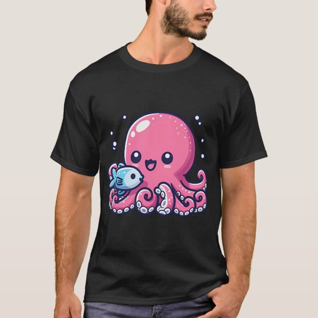 Camiseta pulpo comiendo pescado (Anverso)
