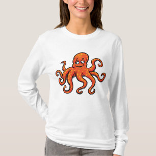 Camiseta Pulpo de dibujos animados naranja criatura marina