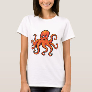 Camiseta Pulpo de dibujos animados naranja criatura marina 