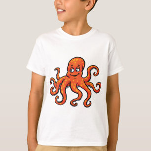 Camiseta Pulpo de dibujos animados naranja océano criatura 