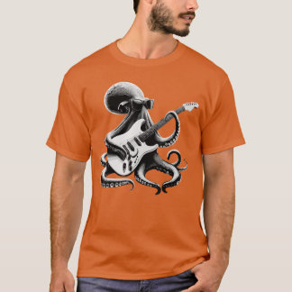 Camiseta Pulpo de Guitarra Novedad Grupo de Música de Rock