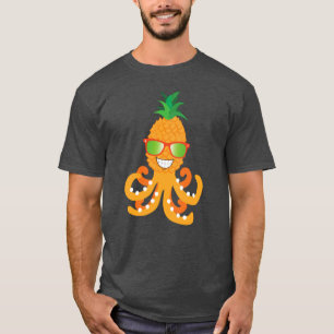 CAMISETA PULPO DE PIÑA TROPICAL EXÓTICO SONRIENTE DIVERTIDO