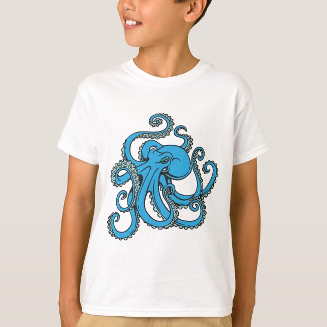 Camiseta Pulpo del azul de océano (Anverso)