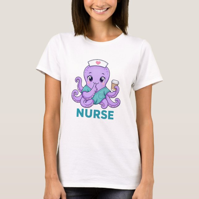 Camiseta Pulpo Enfermera Adorable (Anverso)