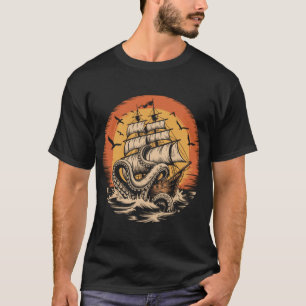 Camiseta Pulpo Gigante Barco Pirata