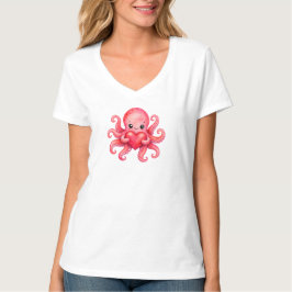 Camiseta Pulpo Kawaii Adorable Sosteniendo Corazón