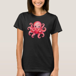 Camiseta Pulpo Kawaii Adorable Sosteniendo Corazón
