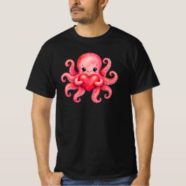 Camiseta Pulpo Kawaii Adorable Sosteniendo Corazón
