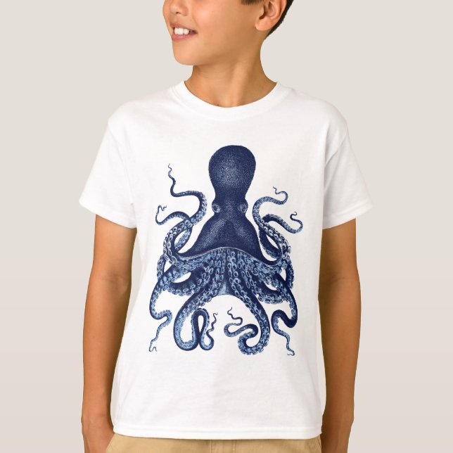 Camiseta Pulpo, Kraken, cosecha, grabado , náutica, mamáes (Anverso)