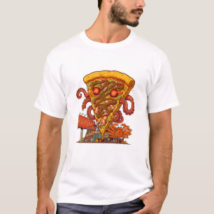 Camiseta Pulpo Pizza Monstruo Arte Ciudad Japonesa
