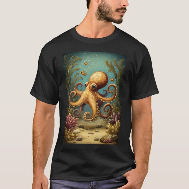 Camiseta Pulpo rodeado de vida marina (Anverso)