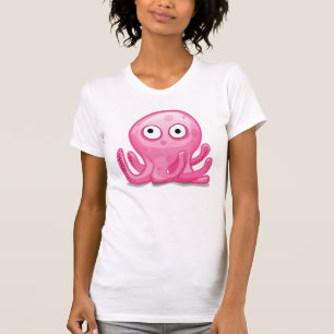 Camiseta pulpo rosa lindo tonto