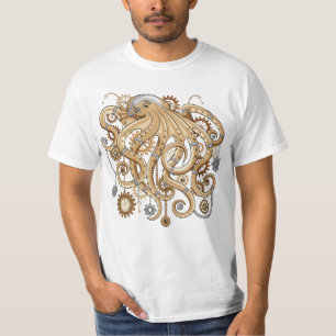 Camiseta Pulpo Steampunk Retro Fantasía Mecánica