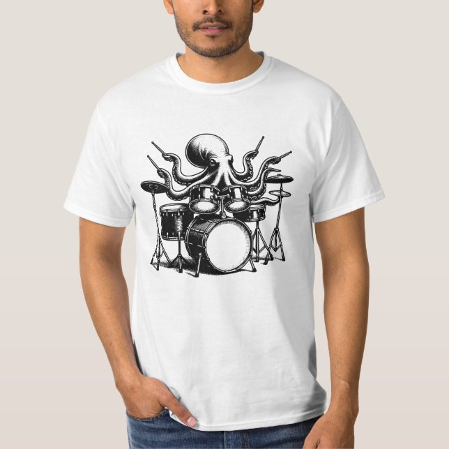 Camiseta Pulpo tocando la batería (Anverso)