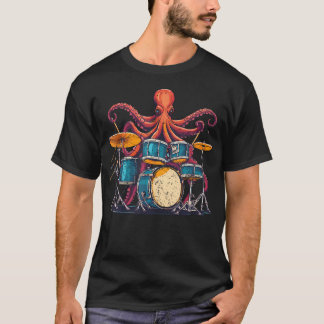 Camiseta Pulpo Tocando la Batería I Baterista Tocando Músic