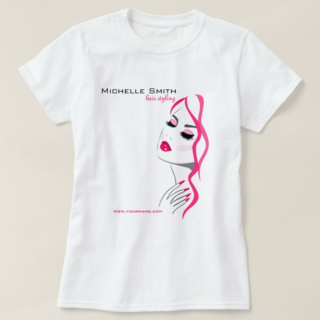 Camiseta Pulsaciones Manicure Hair Chica Rosa Belleza Brand (Diseño del anverso)