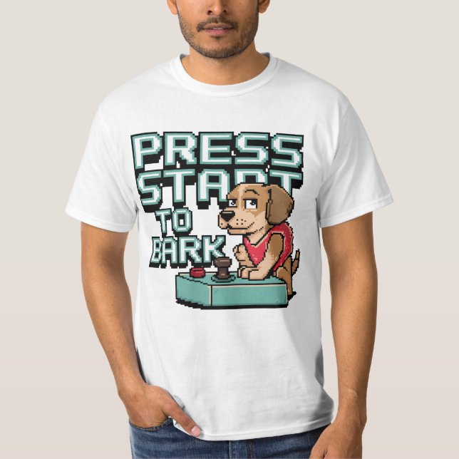 Camiseta Pulse Start to Bark Gamer Dog Retro Arcade (Anverso)