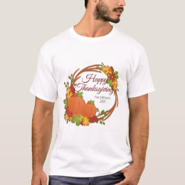 Camiseta Pumpkin and Flower Thanksgiving Wreath