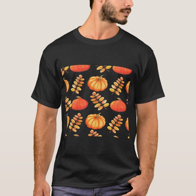 Camiseta Pumpkin and leaves pattern (Anverso)