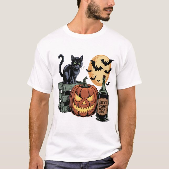 Camiseta Pumpkin Cat Beer Halloween (Anverso)