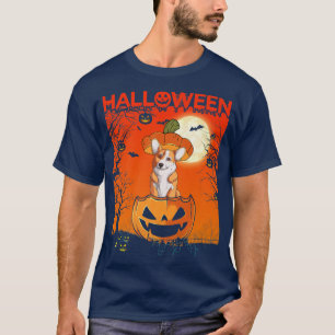 Camiseta Pumpkin Costume Girls Women Cute Welsh Corgi Hallo