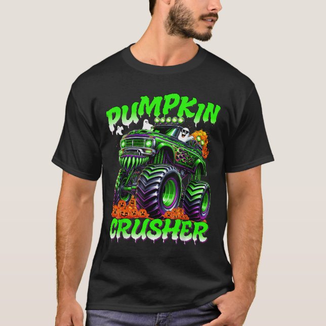 Camiseta Pumpkin Crusher Monster Truck Ghosts Halloween For (Anverso)