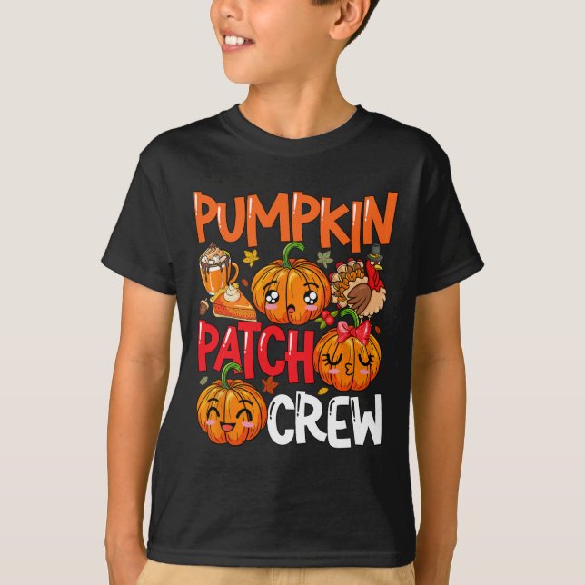 Camiseta Pumpkin Cute Parche Tripulación Acción de Gracias  (Anverso)