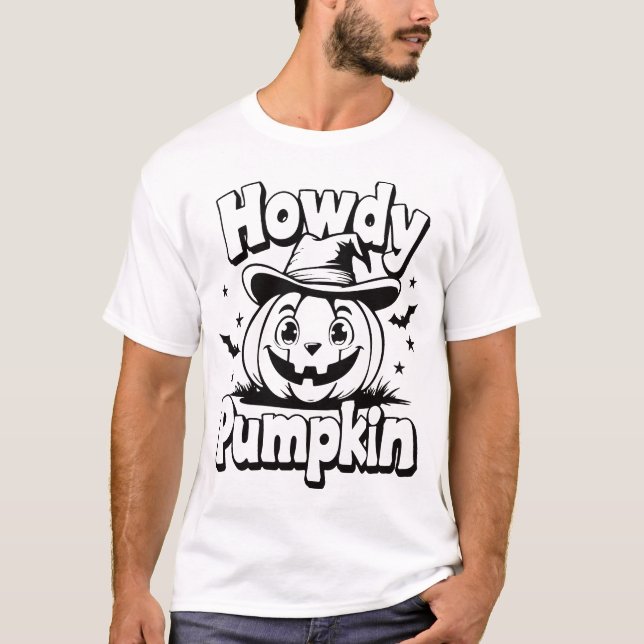 Camiseta Pumpkin de Howdy - Diversión Halloween de Cowboy (Anverso)