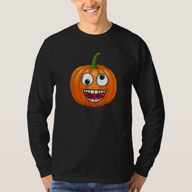 Camiseta Pumpkin Emoje Eye Open Halloween Fun Season Costum (Anverso)