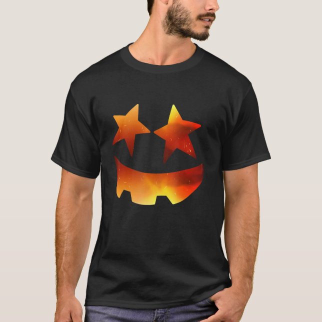 Camiseta Pumpkin Face Halloween Jack O Lantern Easy Costume (Anverso)