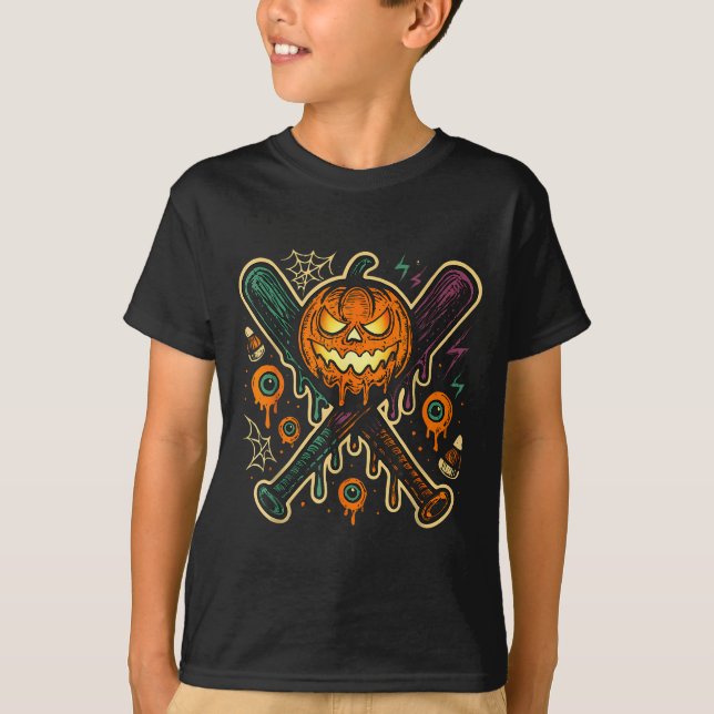 Camiseta Pumpkin Halloween Baseball Ice Cream Drip Soky Boy (Anverso)