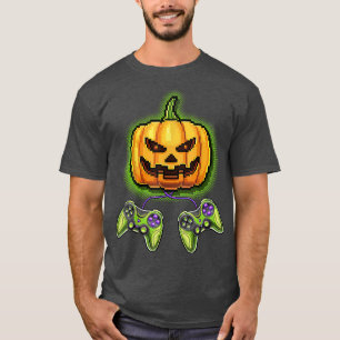 Camiseta Pumpkin Jack-O-Lantern Video Game Controller Hallo