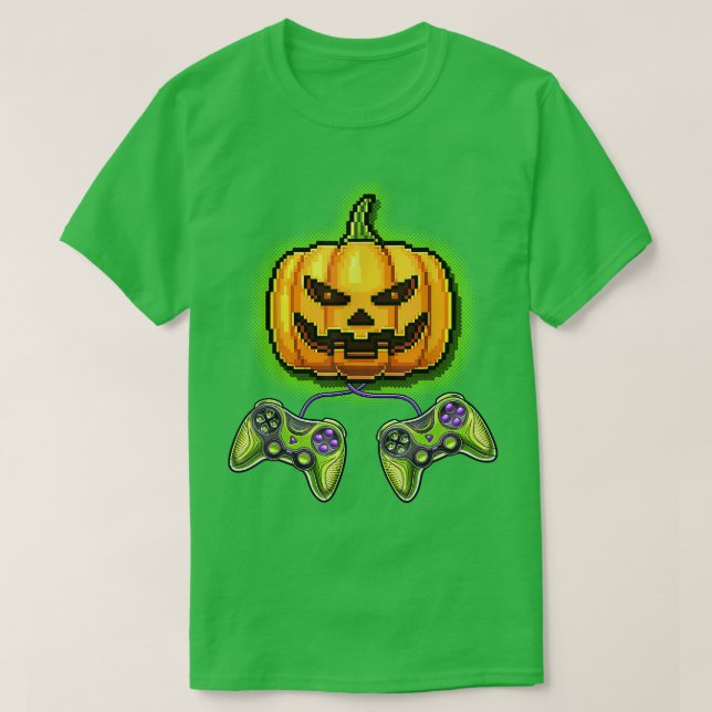 Camiseta Pumpkin Jack-O-Lantern Video Game Controller Hallo (Diseño del anverso)